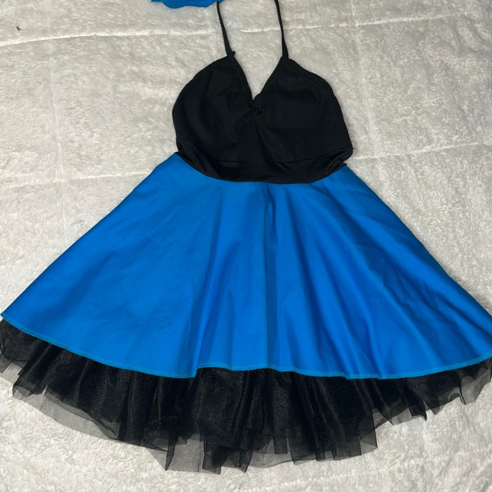 Black and Blue Halter Tutu Dress